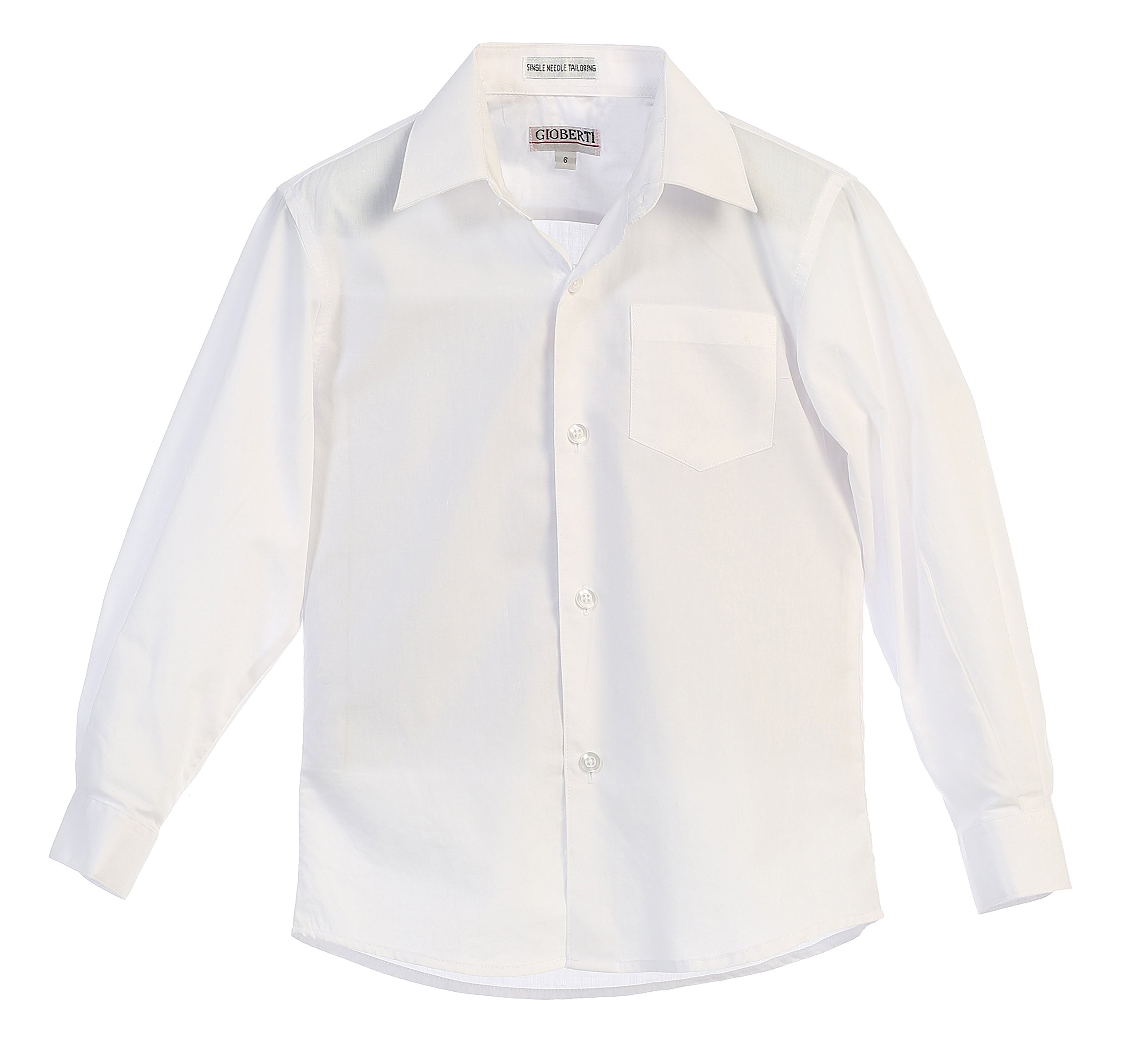 Gioberti Conjunto de camisa de vestir blanca de manga larga para niño con diseño de corbata