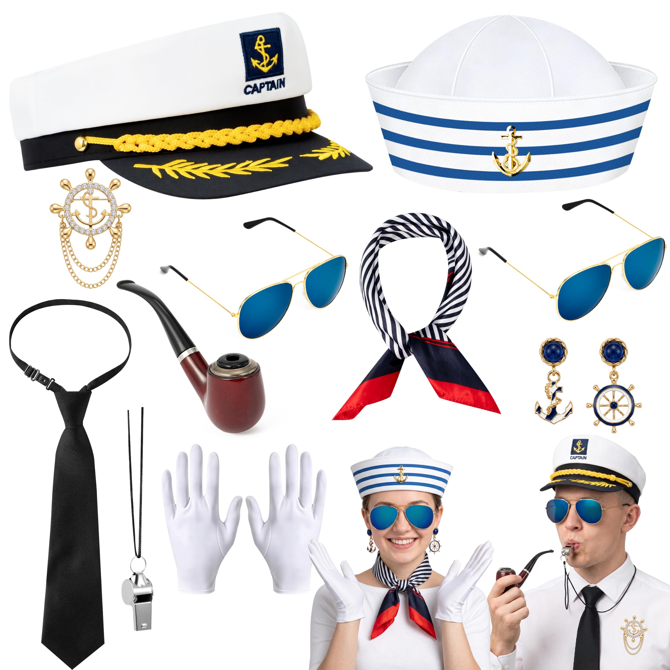 YINGENIVA Yacht Captain Sailor Hat Costume Accessories for Men Women