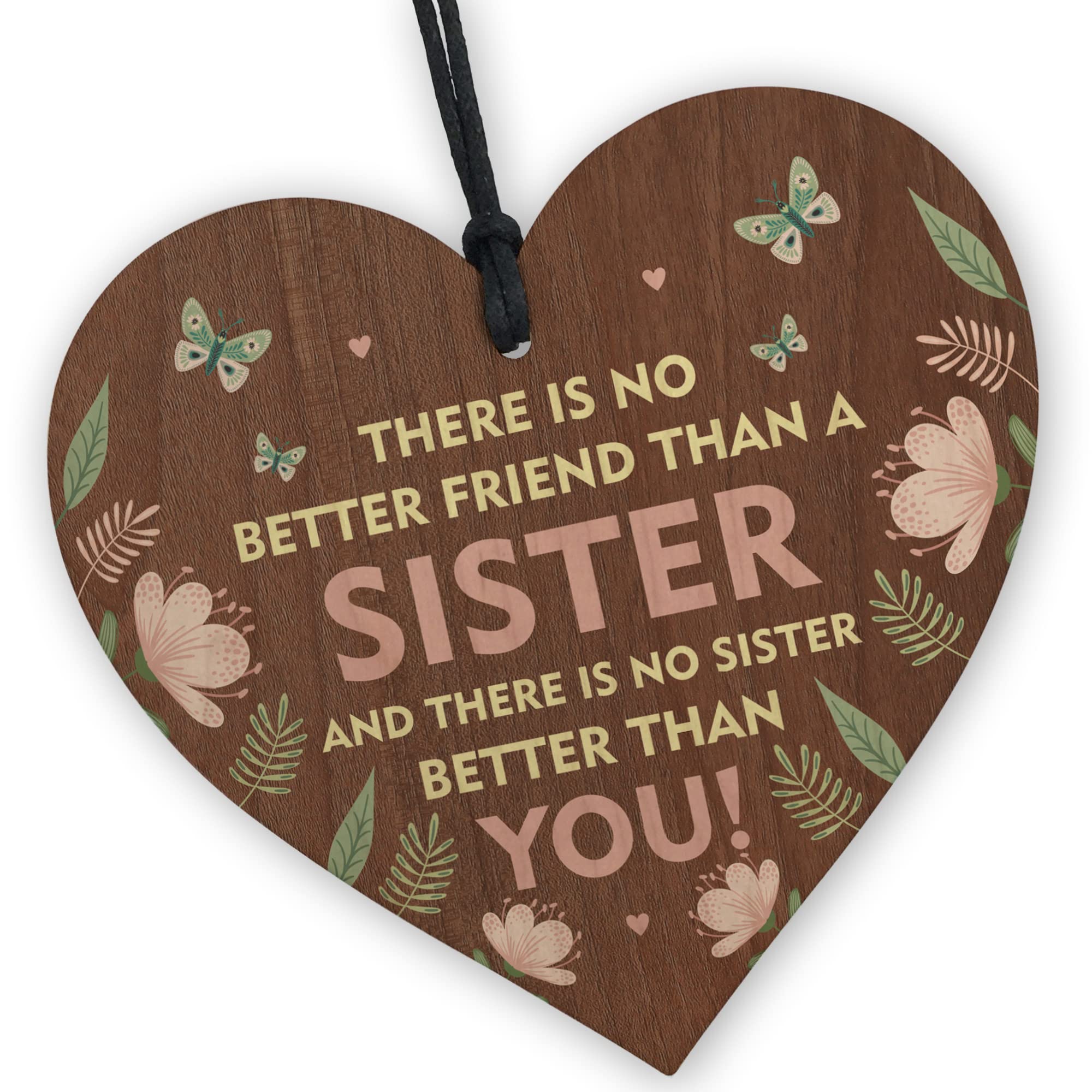 Red Ocean Sister Heart | Best sister sign | Thank you gifts Christmas birthday | gift ideas for best friend or sister| Quote Gifts Keepsake