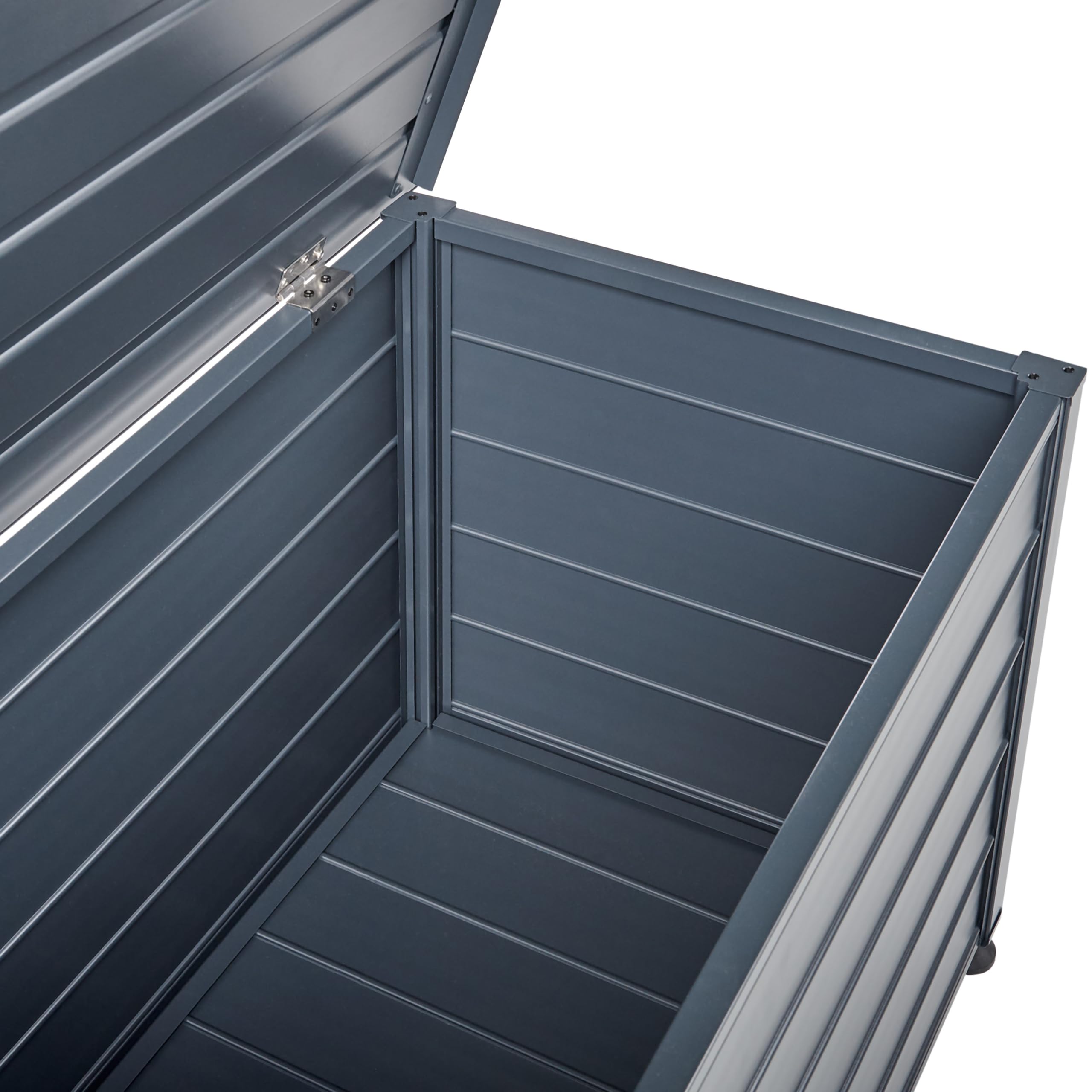 Beliani Coffre d'Extérieur de Rangement en Aluminium 123 x 60 cm Meuble de Jardin Gris Foncé Campalto