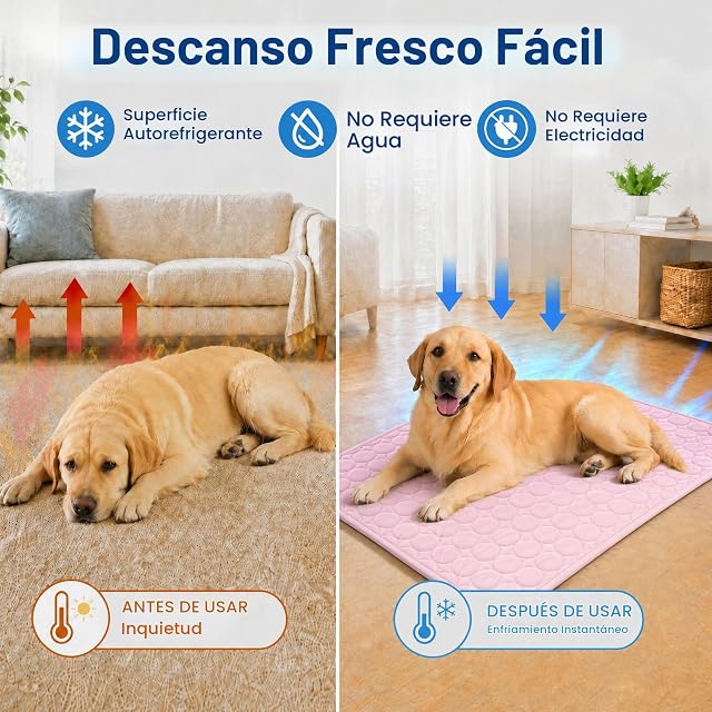 Foto 2 de 7 de BASVII Alfombra Refrescante para Perros y Gatos 100x70cm, Manta Refrescante para Perros Verano Sin Gel