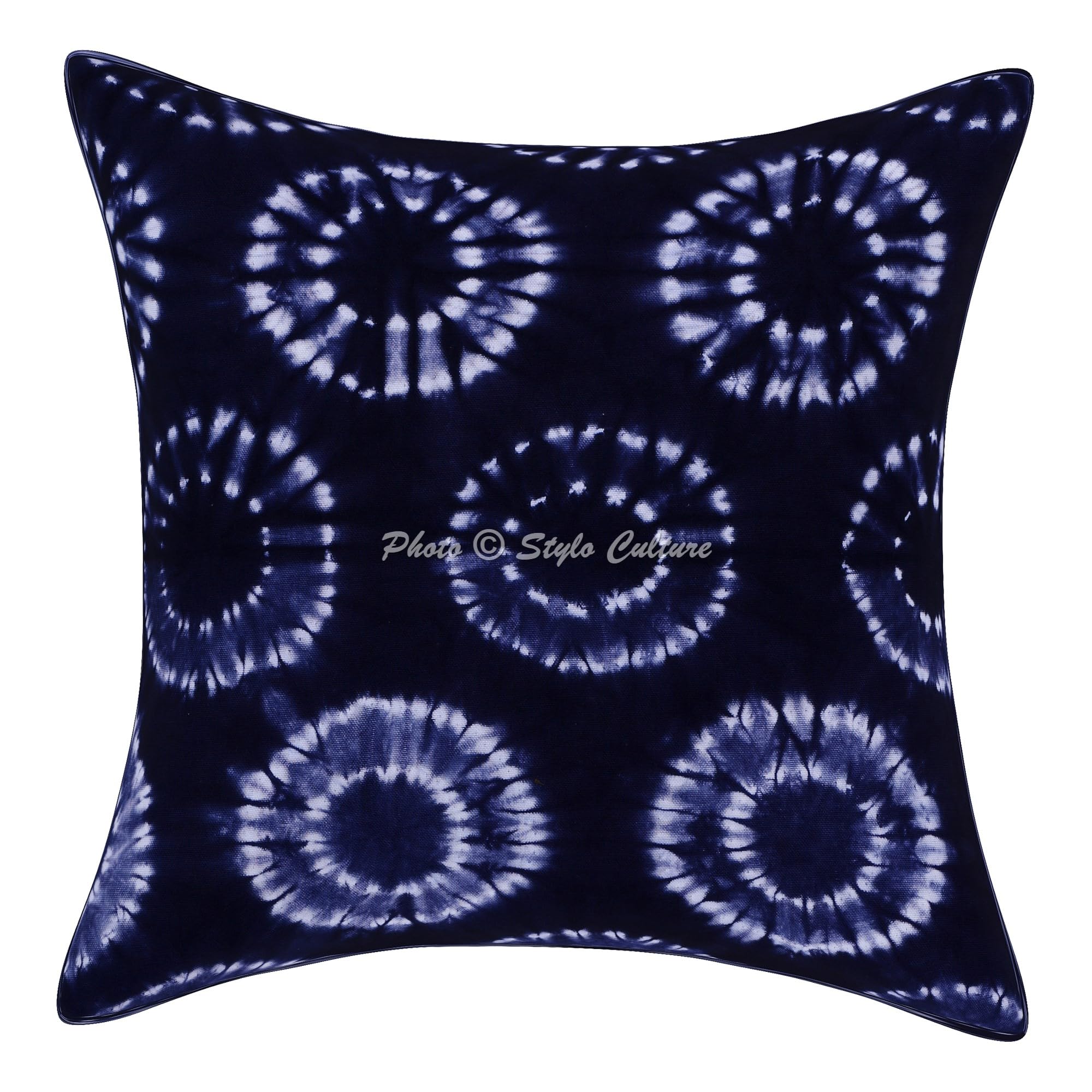 Indische Dekorativ Baumwolle Couch Kissenbezüge 50x50 cm Blau Dekokissen Shibori Tie Dye Schlafzimmer Sofa Kissen Bezüge Batik Quadrat Dekokissenbezüge Kissenhullen - 5 STK.