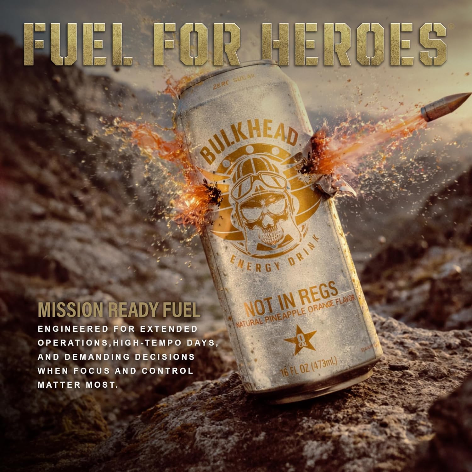 Not In Regs Orange Energy Drink (12 Pack) - Orange & Pineapple Nootropic Drink - Zero Sugar Energy Drinks w/ 300mg Caffeine & Vitamins - Power Drinks for First Responders, Athletes, Veterans