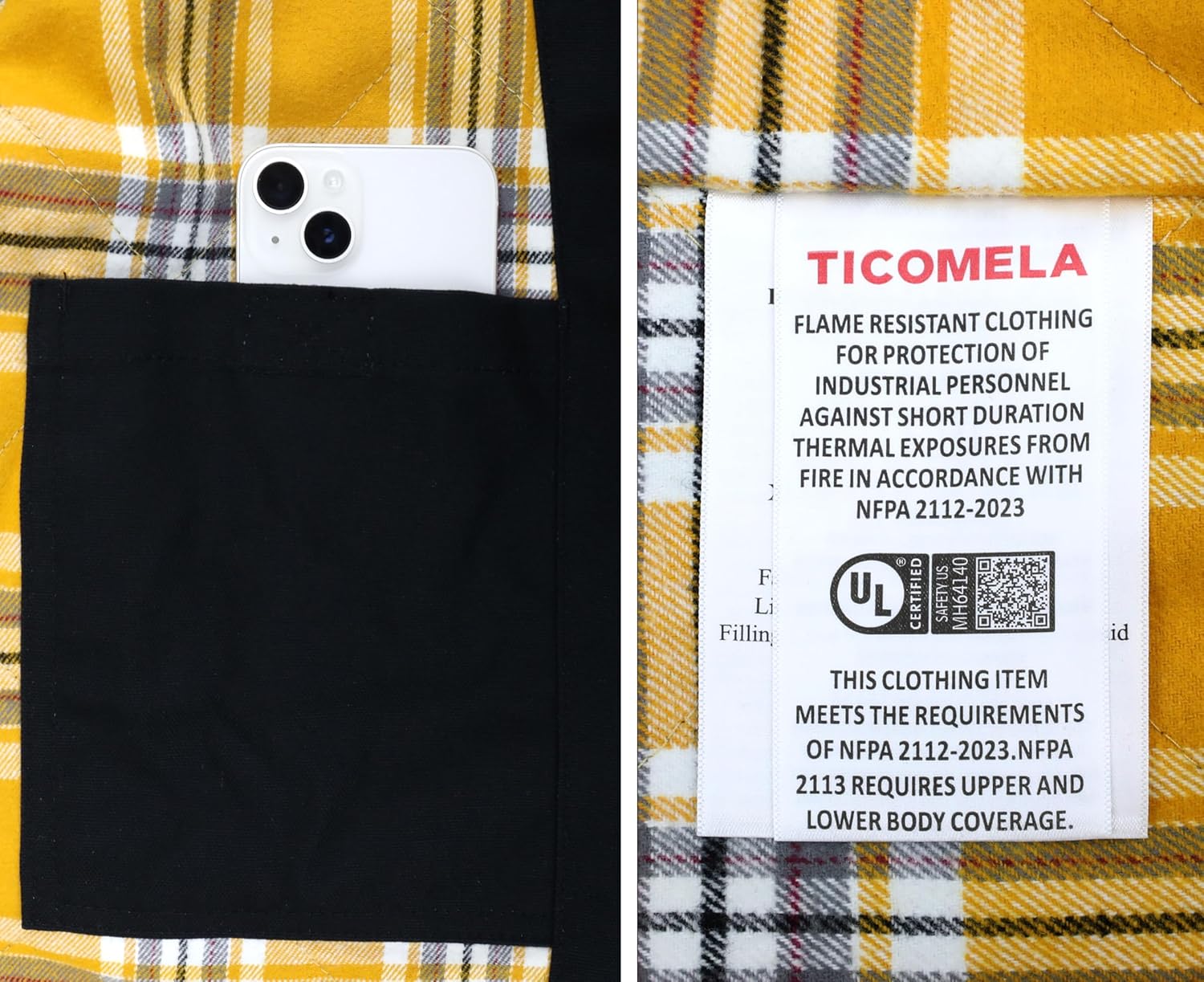 TICOMELA FR Jackets for men Flame Resistant Duck Hoodies Insulated Hooded Coat Outwear Water Repellent Oil Resistant - Image 7