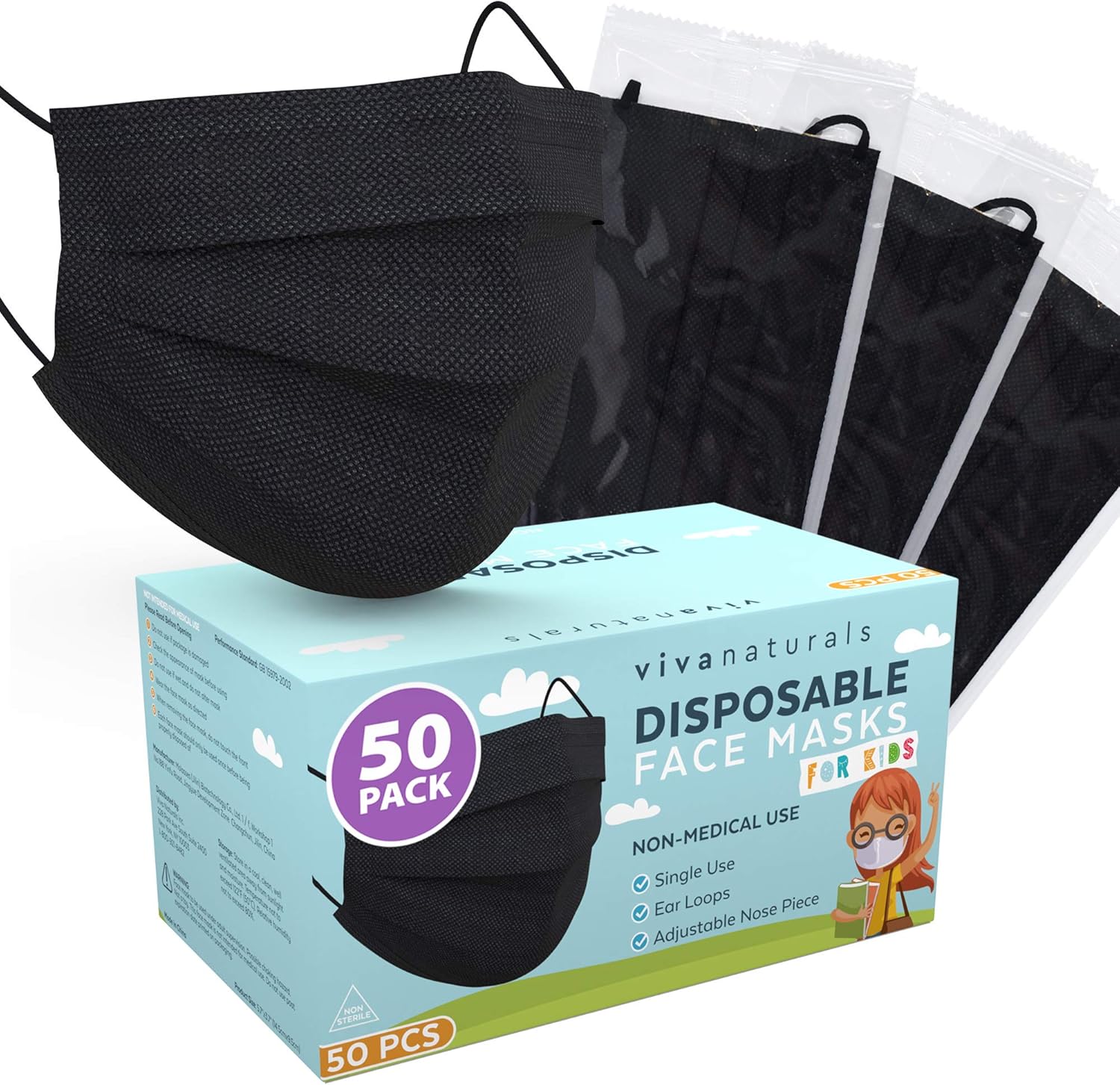 Buy Face Masks for Kids 50 Pack 4Ply Children Mask, Premium Designed