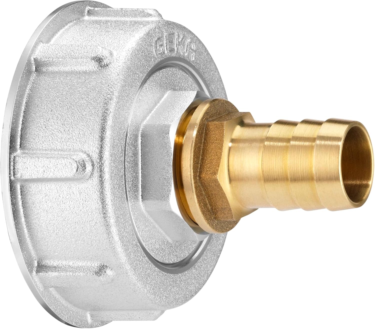 GEKA Plus IBC Set Nozzle (S60 x 6, Internal and External Thread G3/4, Adapter Connection, Garden Irrigation) 30.0041.8, Silver