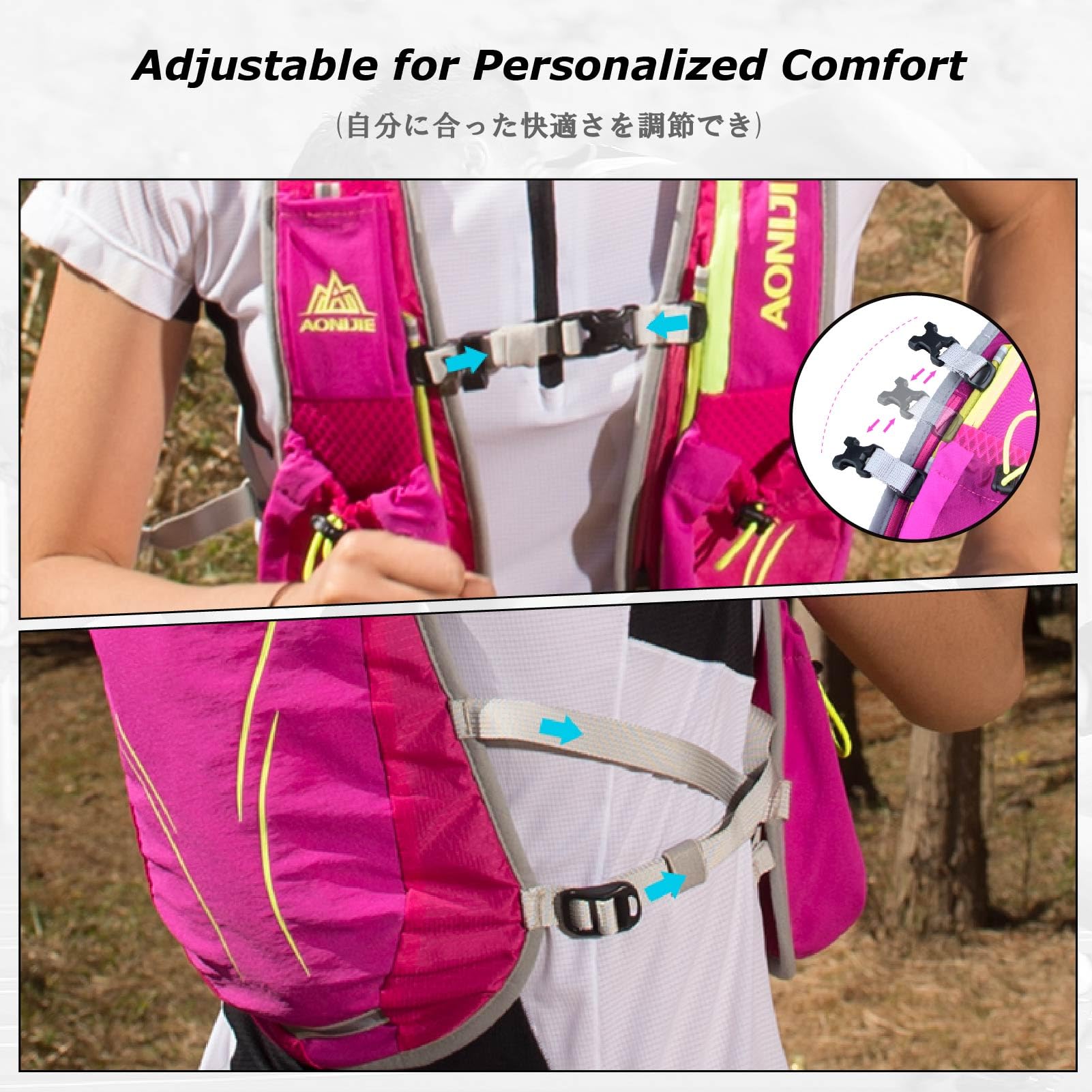 YAPJEB Gilet da corsa, zaino da trekking con sacca d'acqua da 2 l, borsa isolata, accessorio per trail maratona, jogging, ciclismo, per donne e uomini (rosso rosa)