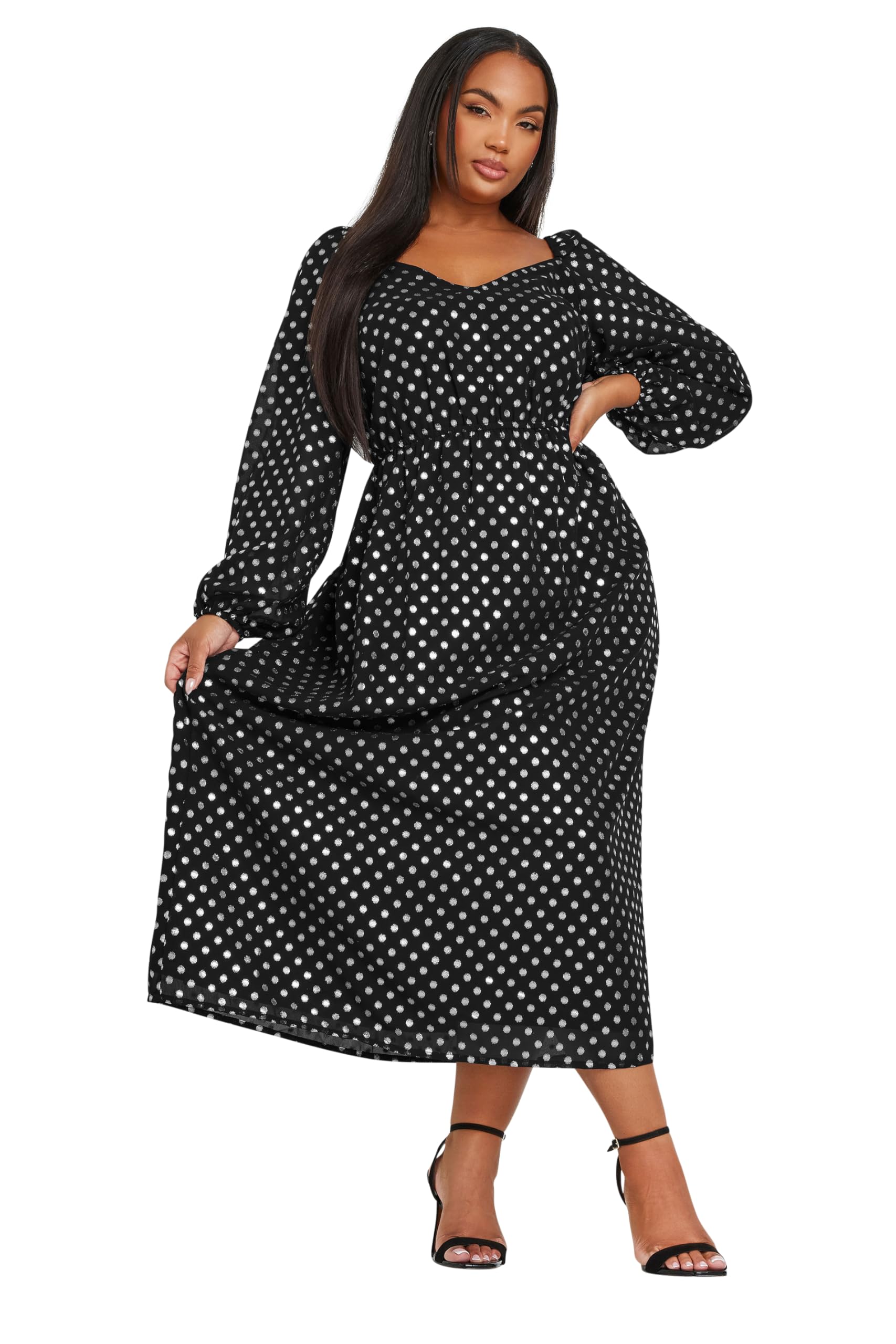 Yours Women's Black Chiffon Maxi Dress In Size 14