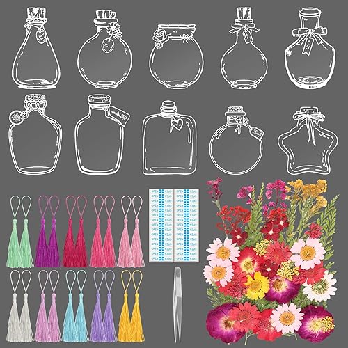 Vista 11 de Flores secas, Kaluofan 37 piezas de flores prensadas reales, flores secas para resina, flores secas para manualidades, para marcapáginas de resina