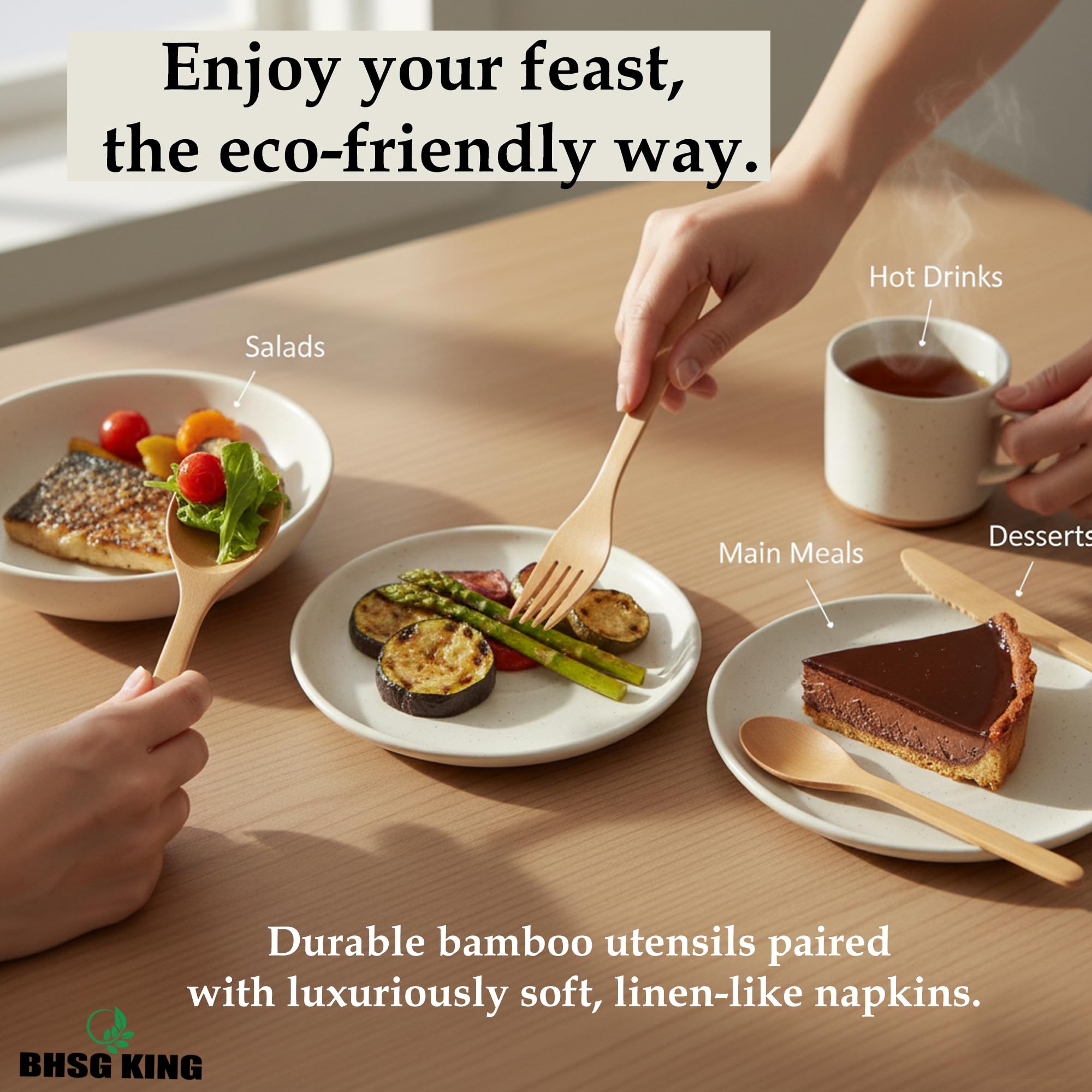 Bamboo Cutlery Set - 240 Piece Disposable Utensils -7 Bamboo Cutlery Set - 240 Piece Disposable Utensils -7