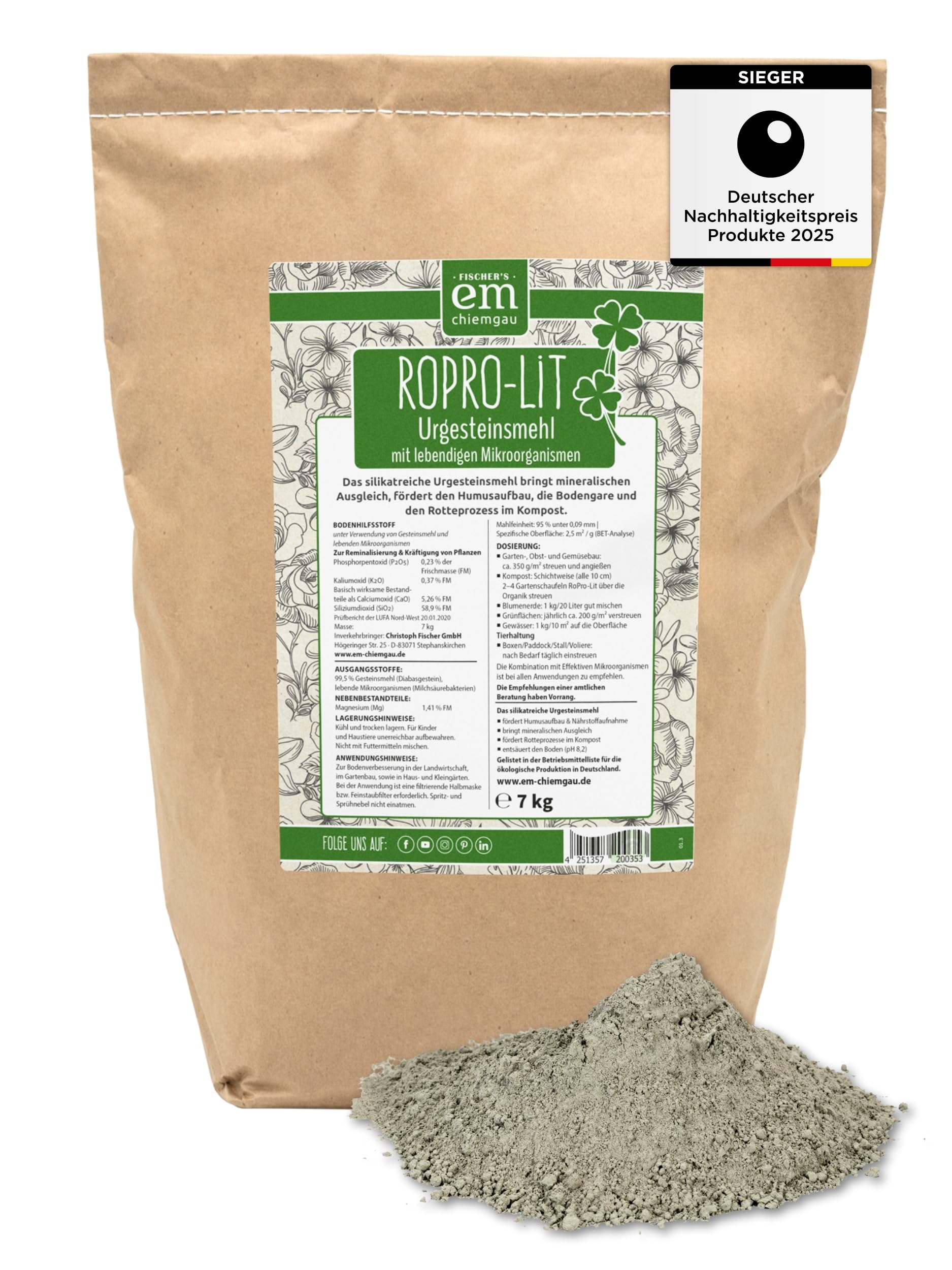 Fischer's EM-Chiemgau® RoPro-Lit Urgesteinsmehl – 7 kg