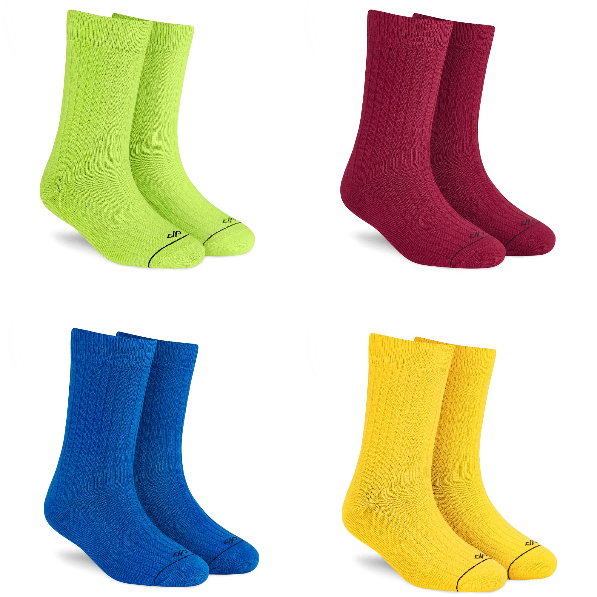 DYNAMOCKS SOLID Colour Socks for MEN and WOMEN - (Combo Pack of 4 | Crew Length | Material: Combed Cotton | Multicolour | Size: Free (UK 7-12))