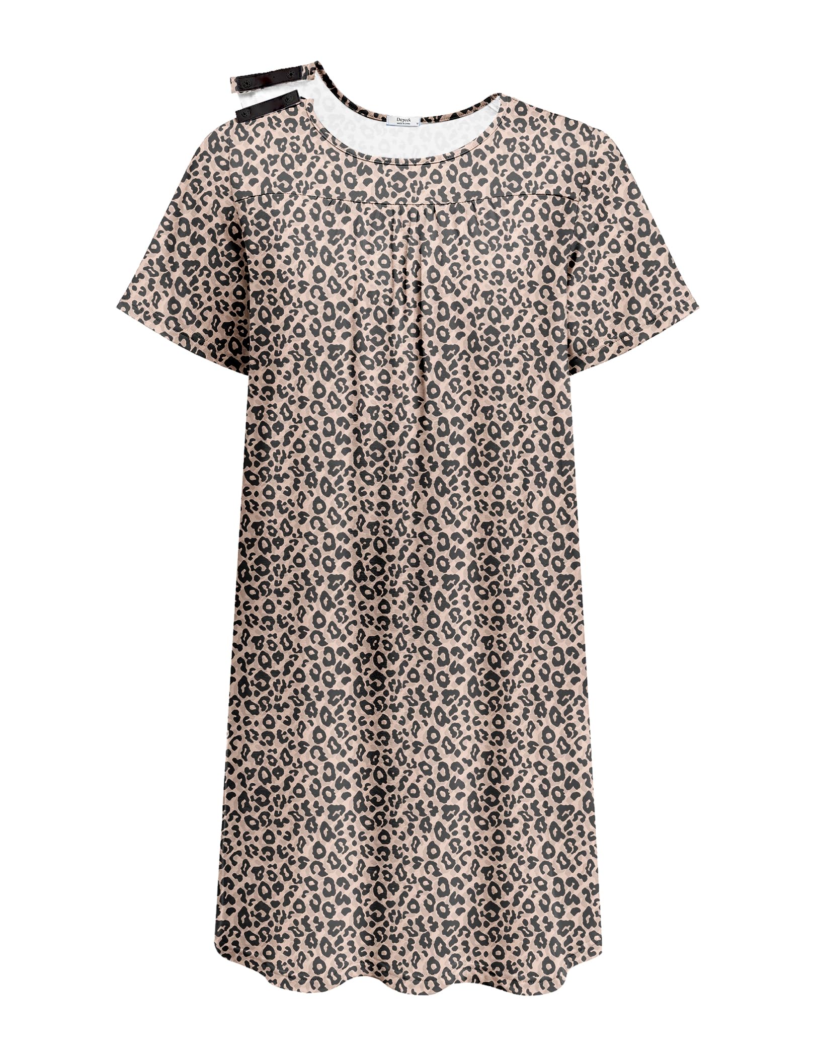 Deyeek Hospital Gowns for Women Tear Away Snap Open Back Dress Post Shoulder Surgery Dresses Soft Adaptive Clothing Nightgown