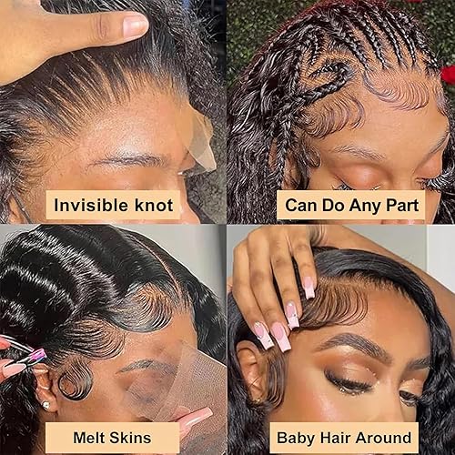 Miniatura 7 de Pelucas de cabello humano ondulado profundo con encaje frontal transparente HD de 13 x 4 pulgadas, pelucas de cabello humano para mujeres negras,