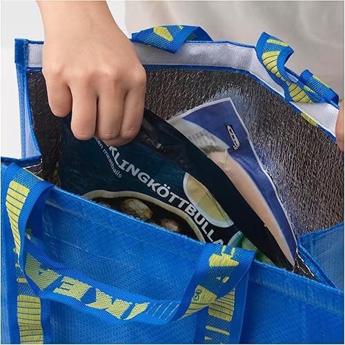 Miniatura 3 de Bolsa térmica aislada más 1 bolsa de transporte, 1 uds. Diseño económico y elegante, azul - IK Frakta, 15 x 15  x 7 pulgadas. Plegable,