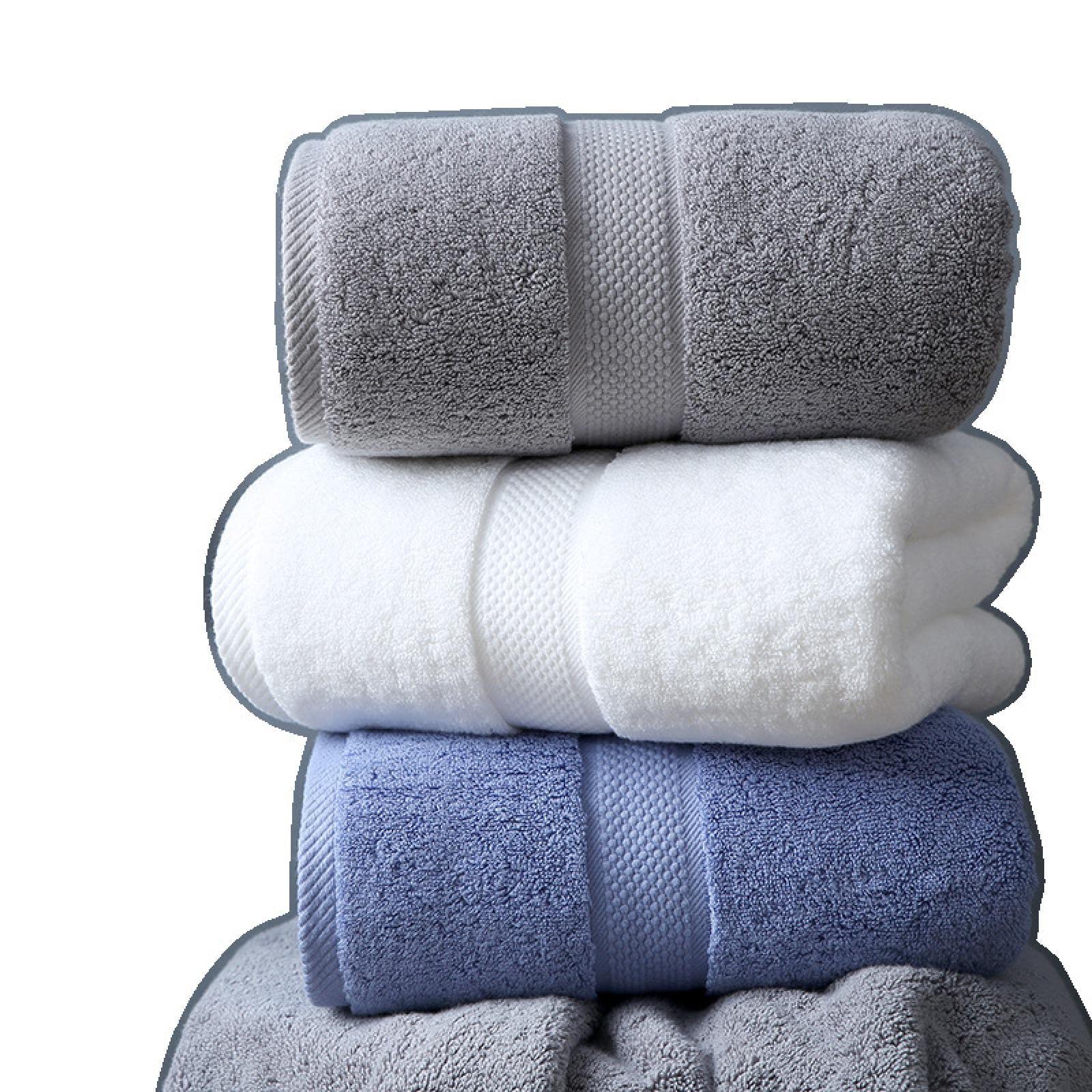 1 Cotton Bath Towel 31.5X 63 inches, Beige, Blue, Gray