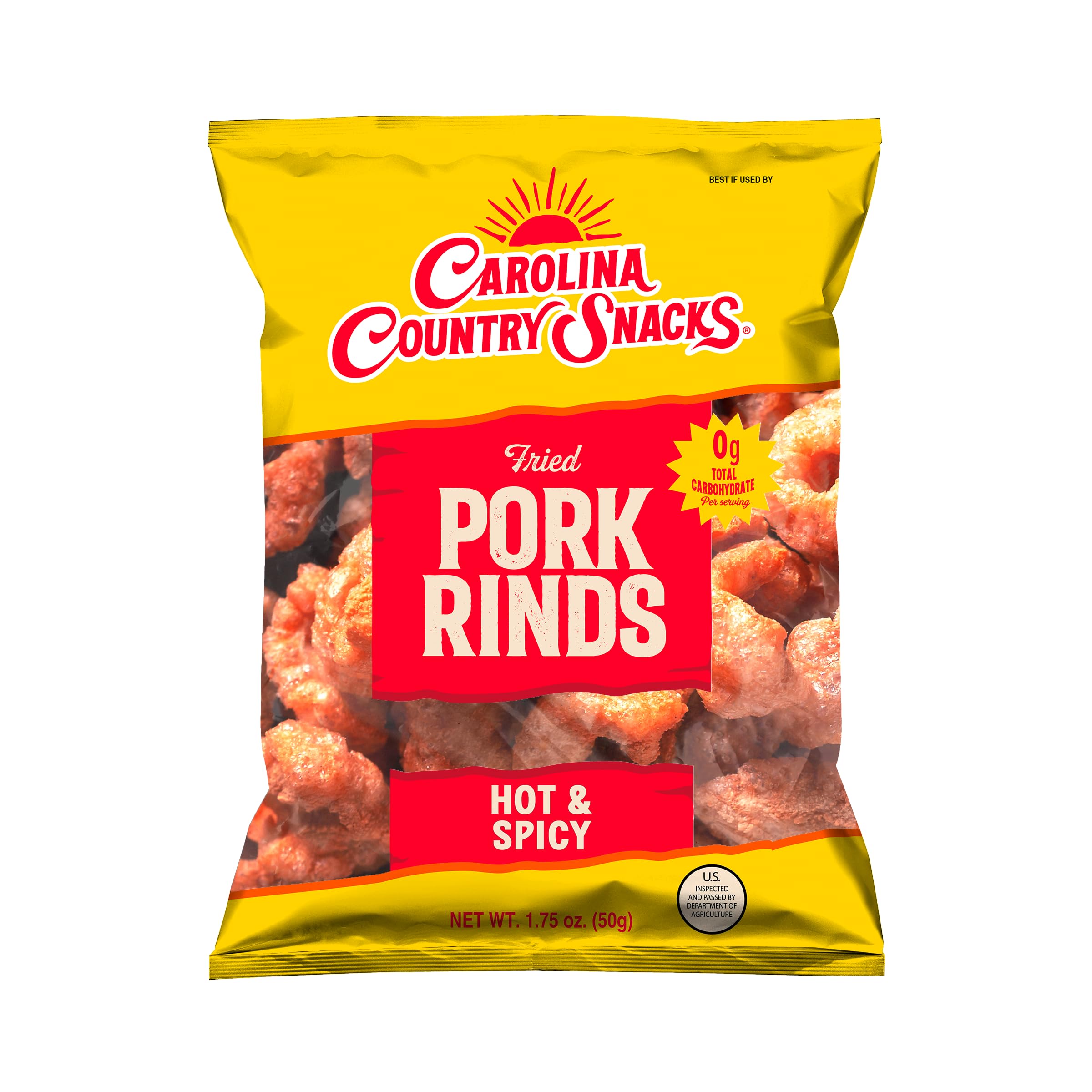 Fried Pork Rinds Hot and Spicy 12 bags (1.75oz each)