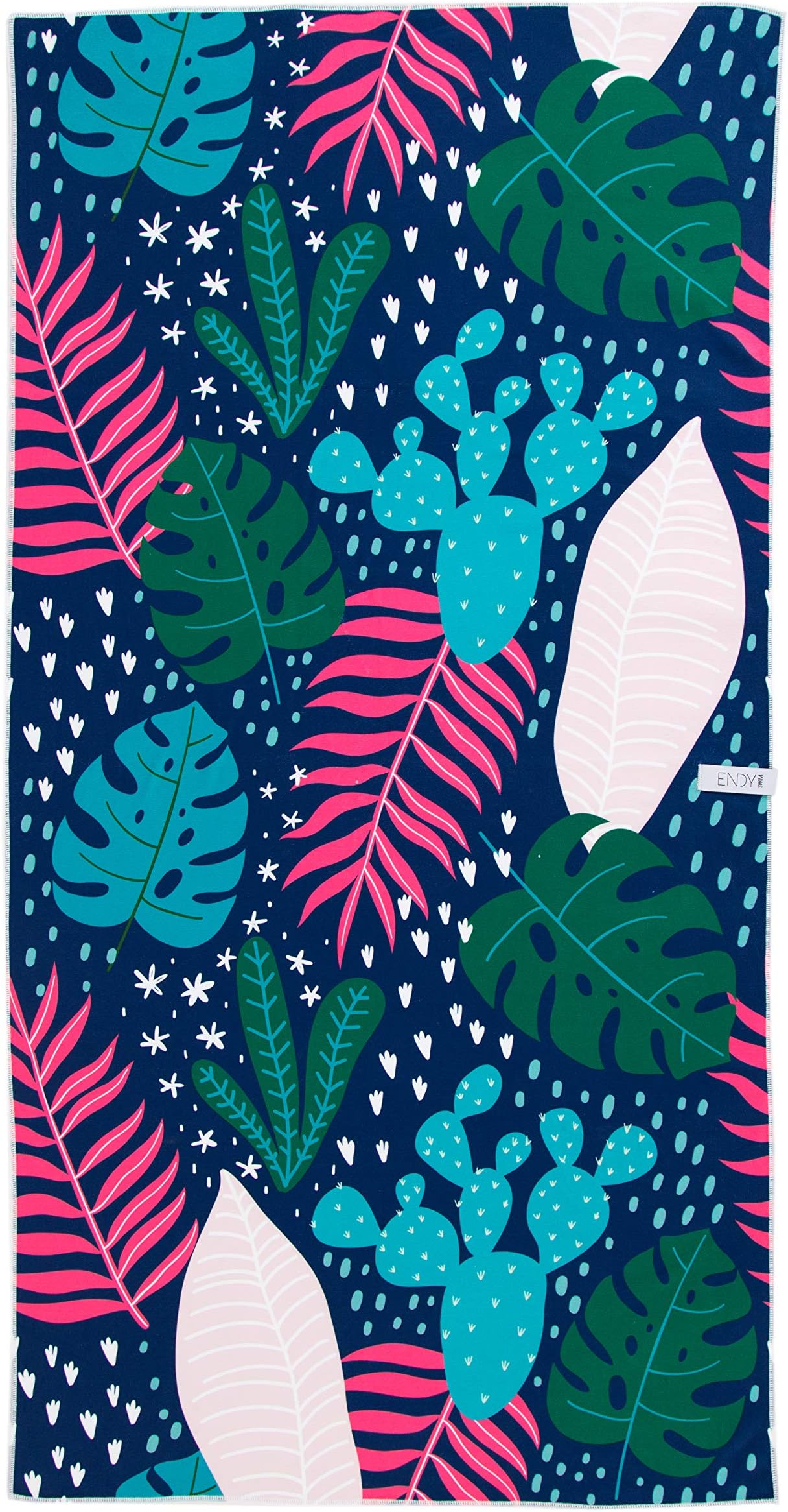 Thick Microfiber Beach, Pool and Bath Towel for Kids, Teens and Adults - Soft, Sand Free, Water Absorbent, Lightweight [70x140 cm] - Pink Teal Tropic