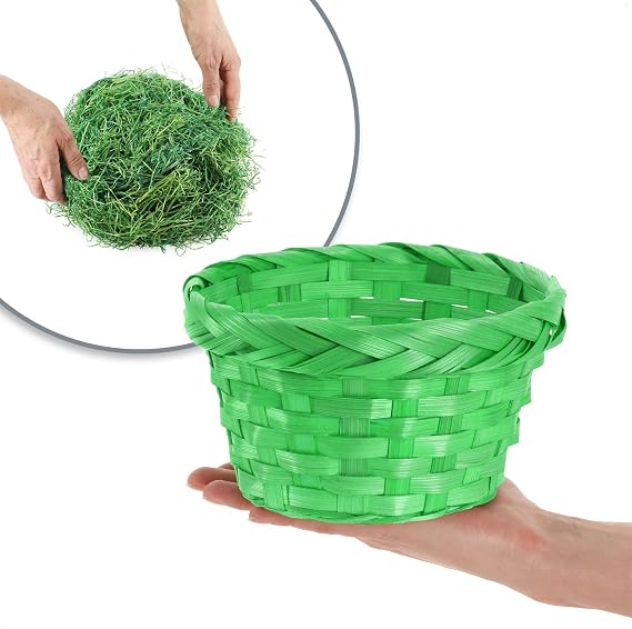 com-four® Easter Decoration & Gift Set Colourful Raffia Baskets Green