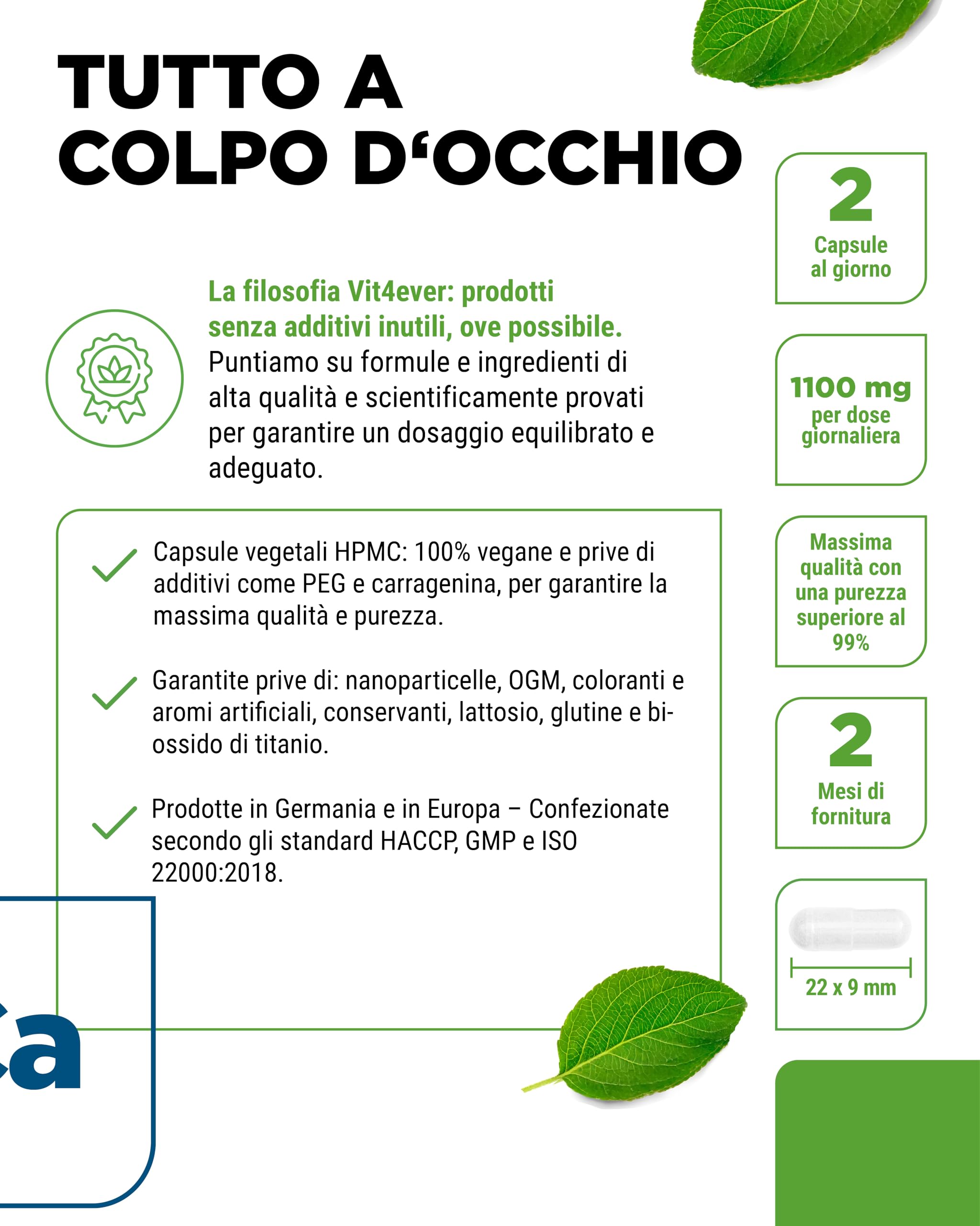 CaAKG - Calcio Alfa-Chetoglutarato - 120 Capsule - Alto Dosaggio con 1100 mg di Dose Giornaliera - Calcio Puro e Alfa-Chetoglutarato Senza Additivi Inutili, Vegano
