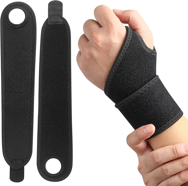 Xiaomoyu 2 Pcs Wrist Support for Carpal Tunnel, Wrist Brace with Adjustable Strap for Left & Right Hand, Compression Wrist Brace Wraps Splints Supports for Arthritis Sprains Tendonitis Relief