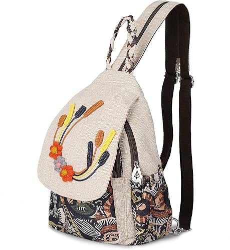 Ladys - Bolso bandolera convertible, hecho a mano, hermoso lienzo prémium, estilo casual, minimochila para mujer