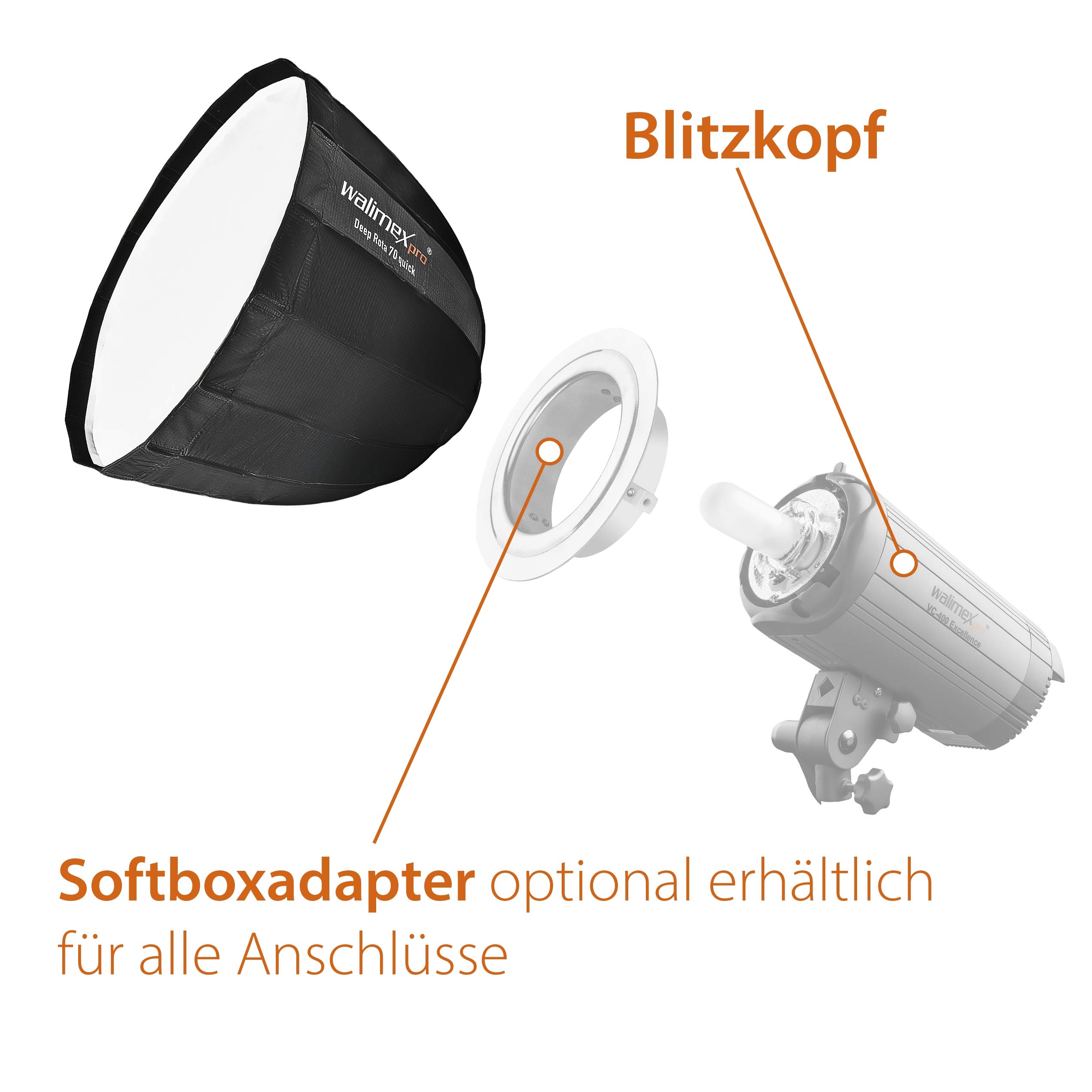 Striplight Softbox 30 x 130cm universell für Blitzköpfe - xtcMod106