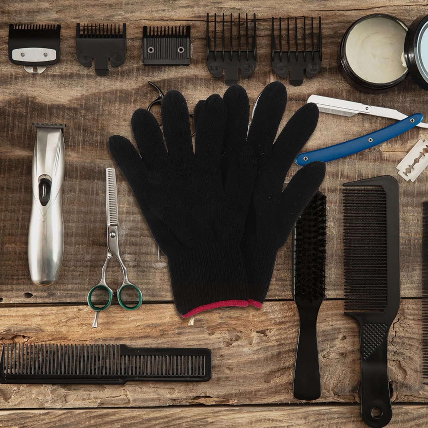 Heat Resistant Hair Styling Gloves for Left and Right Hands Heatproof Curling Tool Mitts with Antiburn Technology High Temperature Resistant Barber Shop Gloves for Curling Wand and