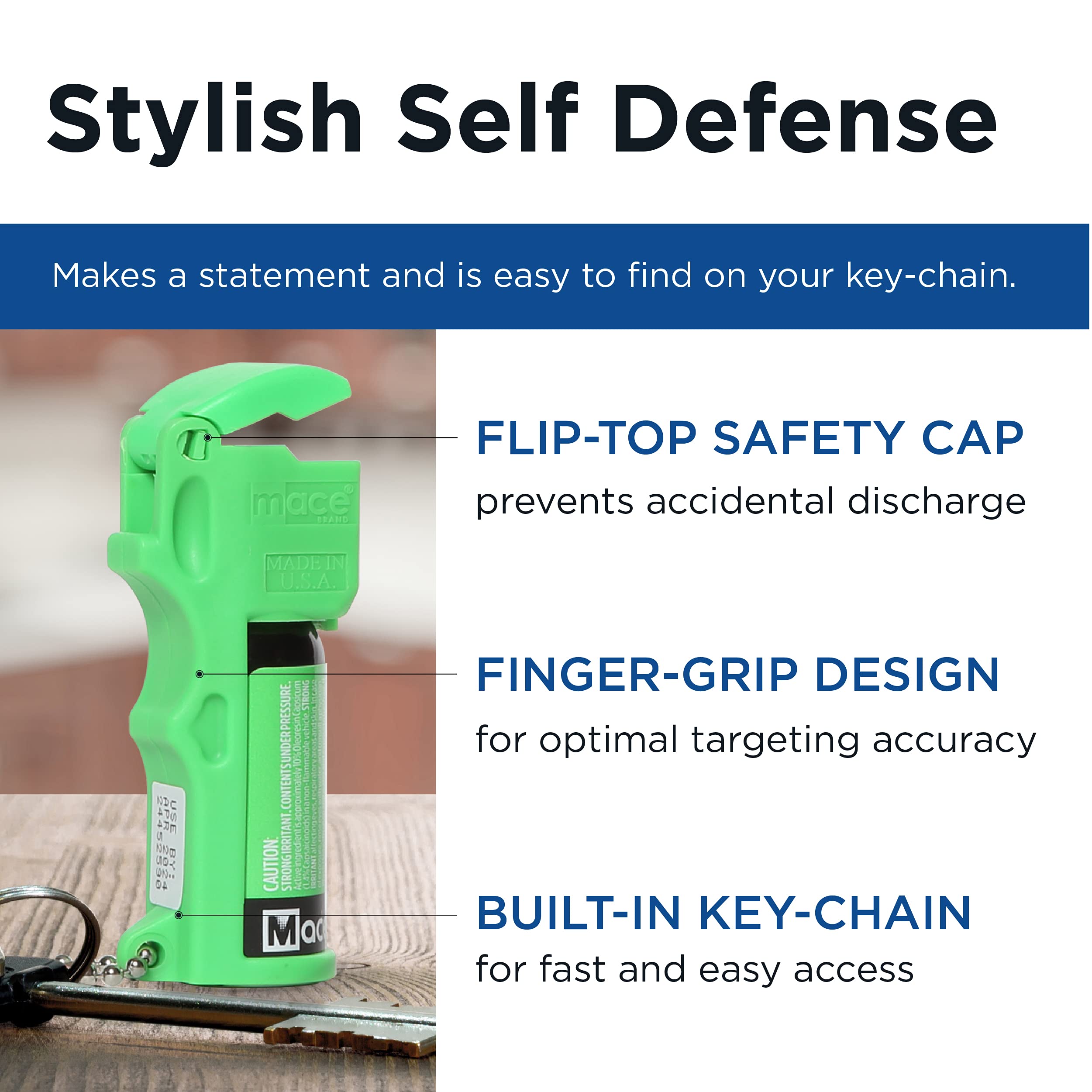 mace Brand Pocket Pepper Spray (Neon Green) Accurate 10’ Powerful