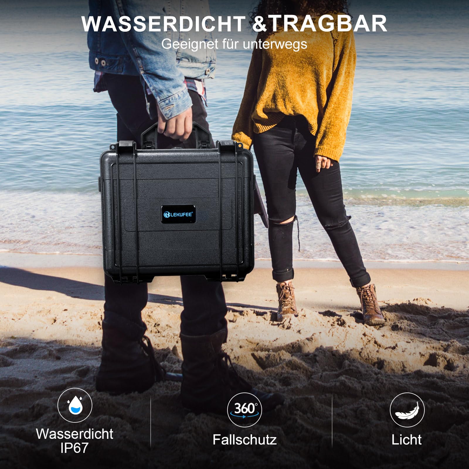 LEKUFEE Wasserdichtes Hartschalenkoffer für DJI Mini 4 Pro/3 Pro/Mini 3 Drohne,DJI RC 2/N2/N1,Goggles 3(Nicht für Goggles N3)/2/Integra,RC Motion 2 und Zubehör (nur Tasche)