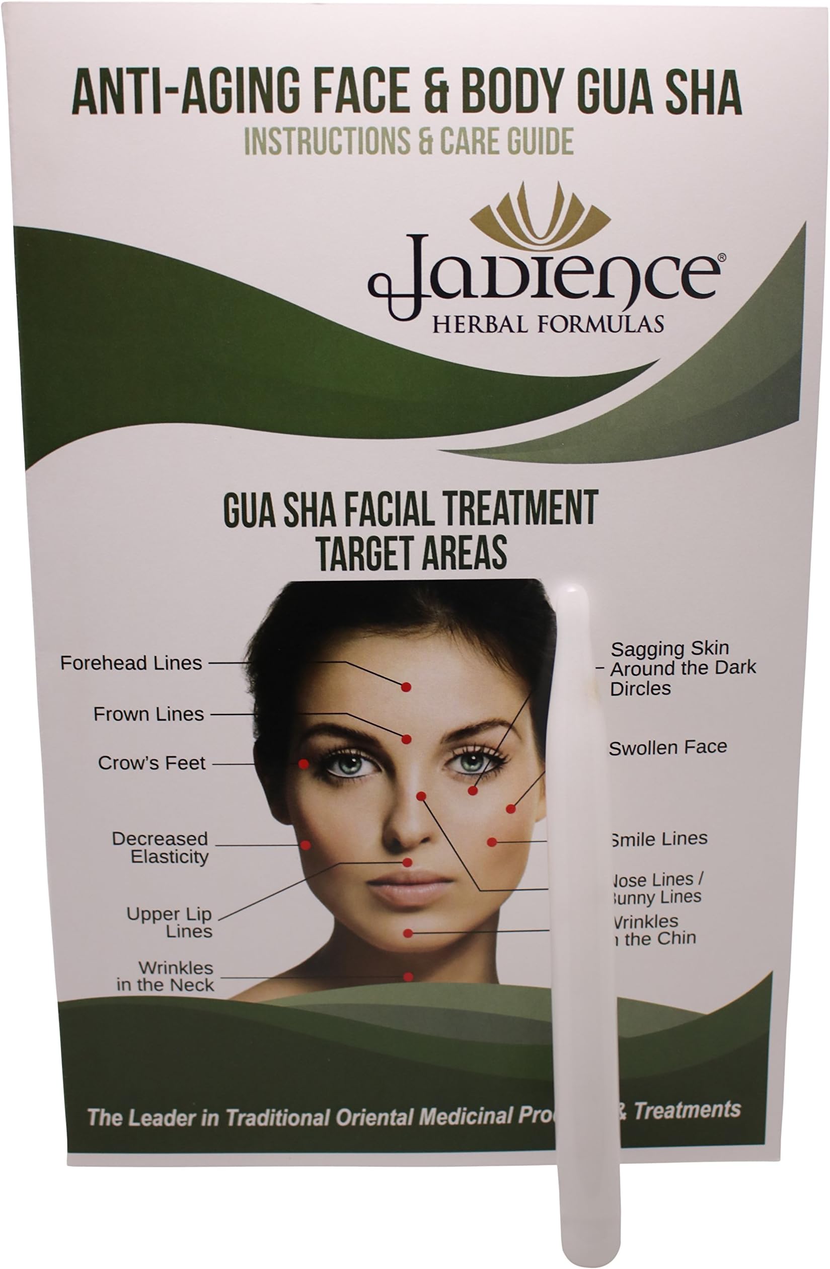 JADIENCE White Jade Gua Sha Derma Pen: Smoothes Deep & Fine Lines, Facial Wrinkles | Lymphatic Drainage | Chinese Acupressure Tool for Body Detox & All Natural Infrared Massage Therapy