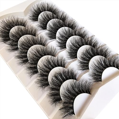 Miniatura 609 de Pooplunch Pestañas postizas de pelo de visón sintético, estilo de ojo de gato, paquete de pestañas postizas naturales esponjosas, paquete múltiple