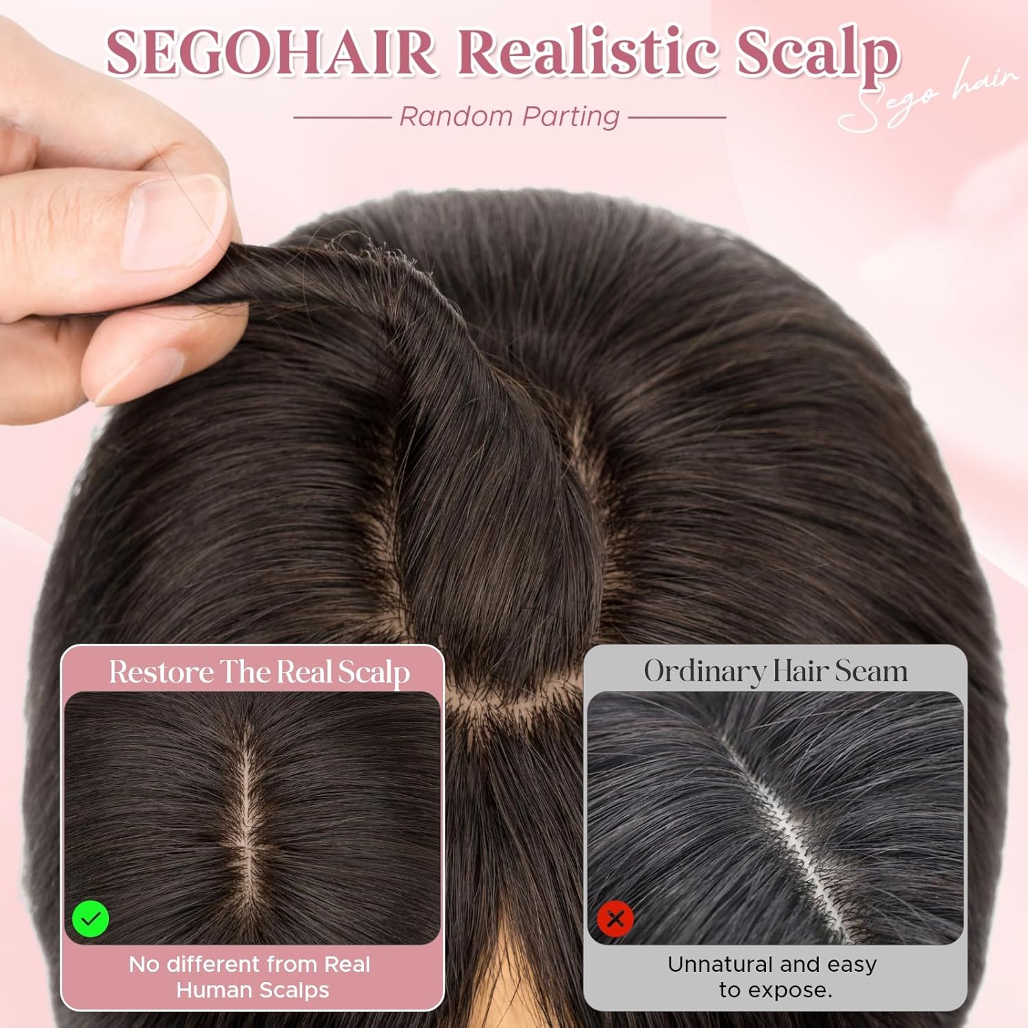 Real Human Hair Toppers for Women 3.54"*4.72" Silky Base 150% Density No Bangs Adjustable Parting Clip-In Topper Hairpieces for Women with Thinning Hair 10 Inches Natural Black