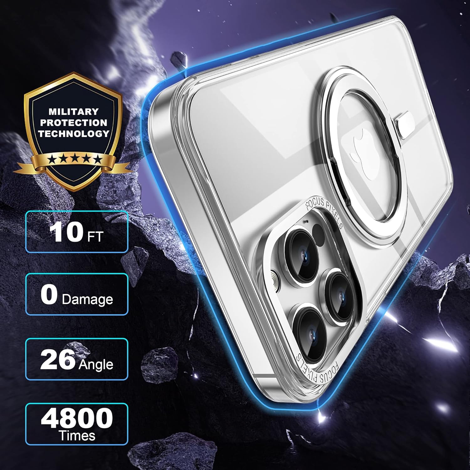 Designed for iPhone 15 Case with Magnetic Invisible Stand[Military Drop Protection][Compatible with MagSafe][Great Grip Feeling] Shockproof Waterproof Heavy Duty Clear Case for iPhone 15 6.1 ",Clear