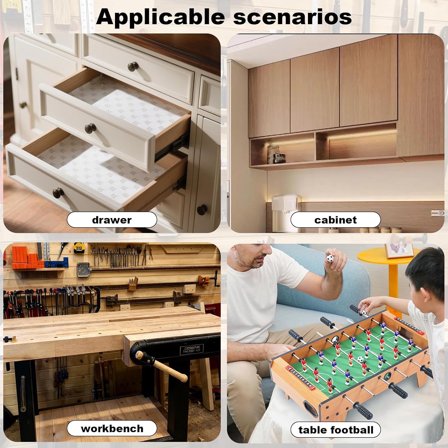 Anti-Slip Router Table Mat Non Slip Work Bench Top Mat - 24" x 48" 2pcs Durable Non Slip Pad Tool Mats for Workshop Woodworking Router Cabinet Drawer Shelf Liner