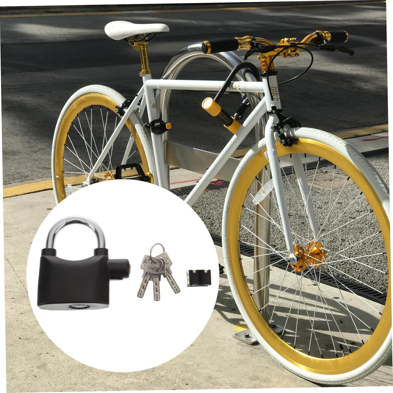 2Pcs Durable U Shaped Bike Lock with Included Security Padlock for Motorcycles Doors Outdoor Use