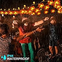 Vista 4 de Guirnalda de hojas de arce iluminada de 32 pies, decoración de otoño de Acción de Gracias, Halloween, otoño, 100 LED, funciona con USB, impermeable