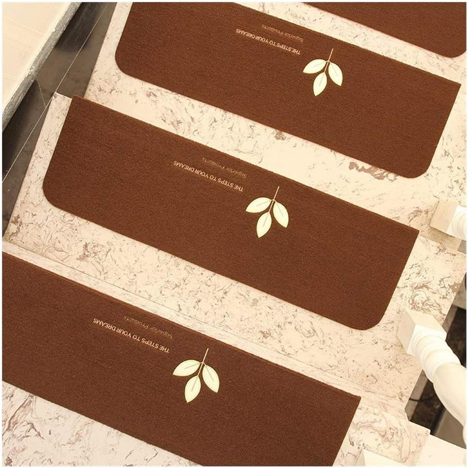 YTBHSHXZ stair treads， Reusable Self-Adhesive Treads Stair Runners Safety Rug 22 x 55cm(Brown,15pcs)