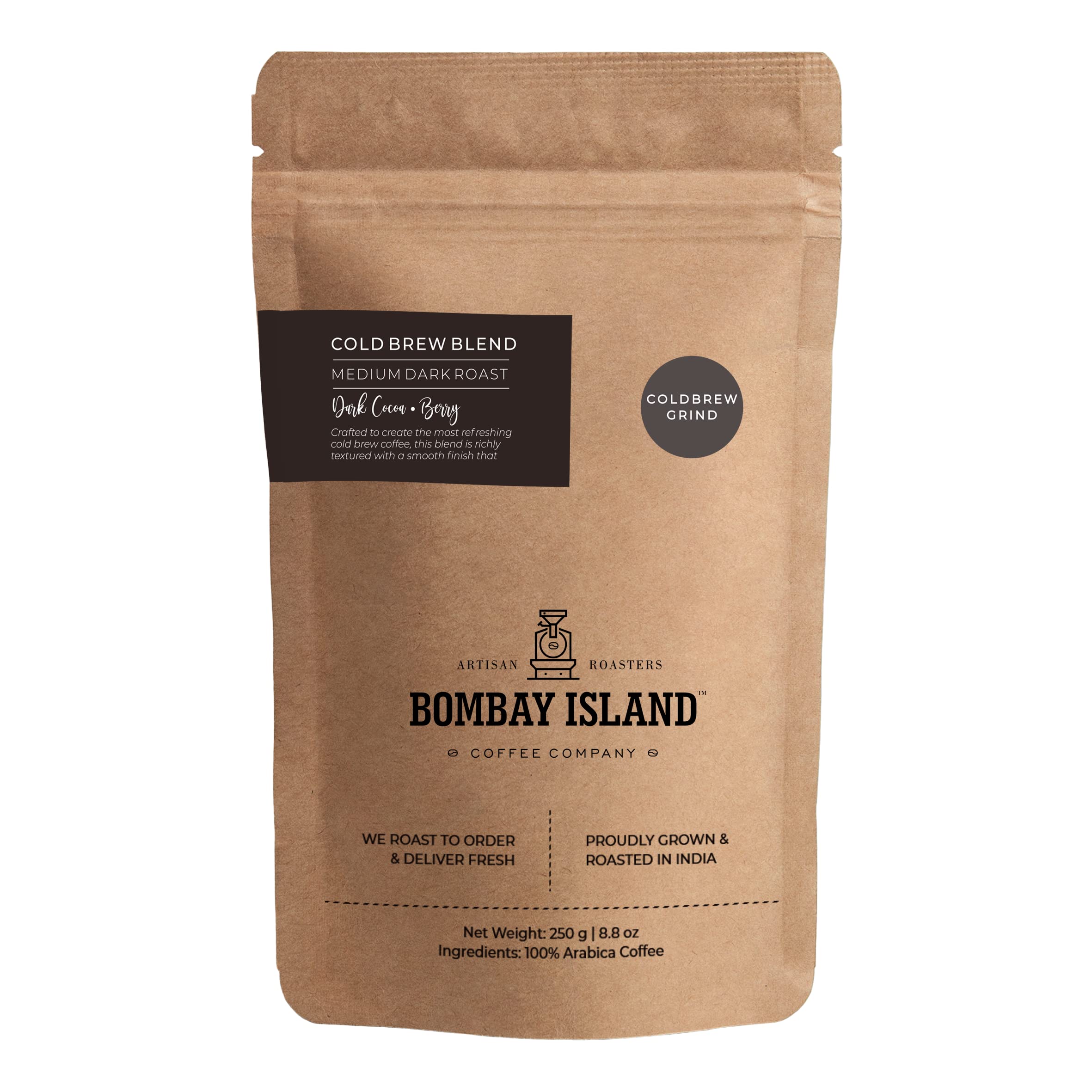 Bombay Island Coffee Cold Brew Blend | Medium Dark Roast | Freshly Roasted 100% Arabica | 250 Gm | Cold Brew Grind