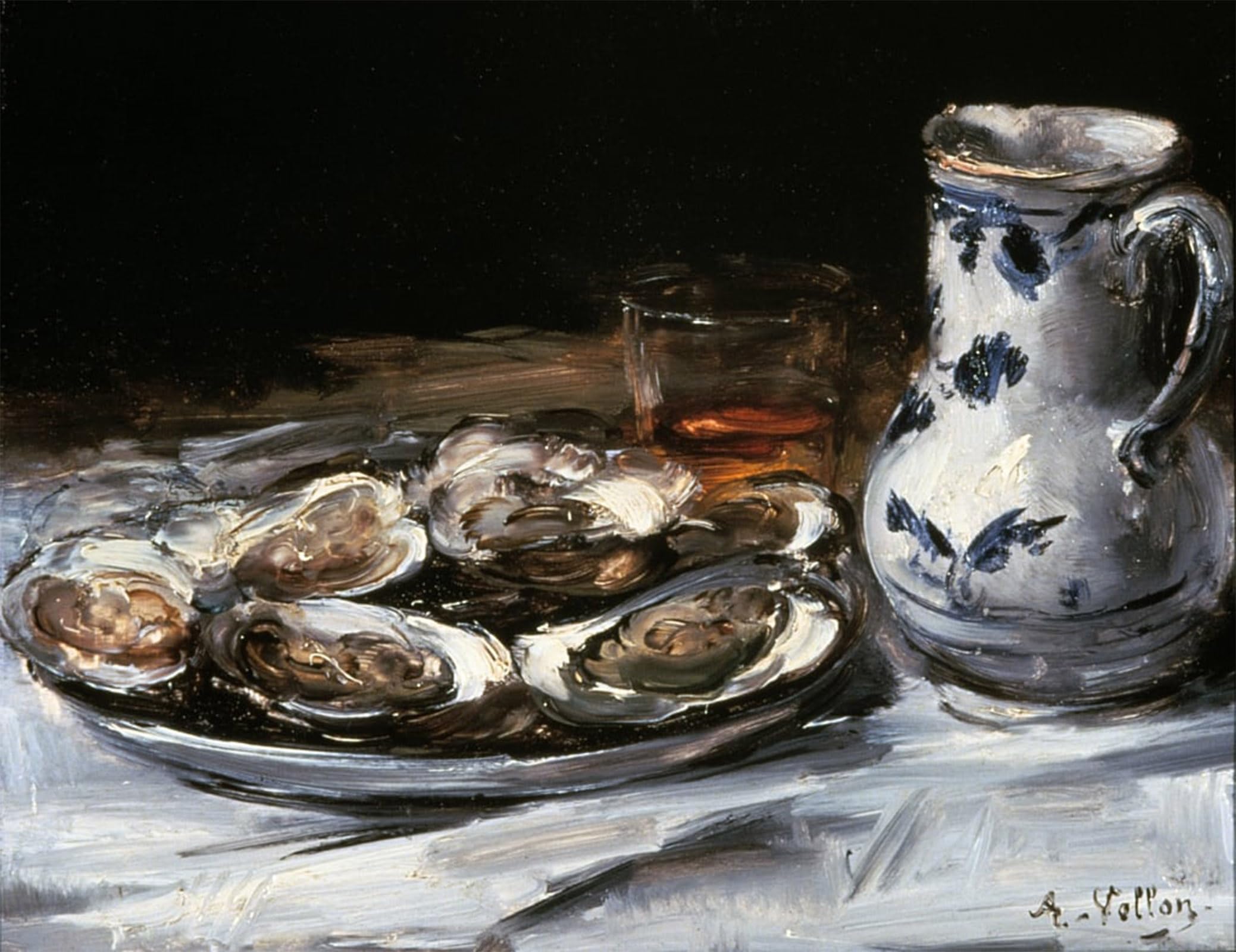ARTXLXXBN Famous Art Print Poster Vintage Wall Art Still Life with Oysters by Antoine Vollon Canvas Art Poster for Home Decor 60x90cm