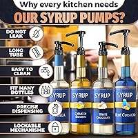 Vista 6 de Juego de 4 bombas de jarabe de botella ajustables con cerradura estilo laboratorio de 12.4 pulgadas de largo, entrega precisa de líquidos, a prueba