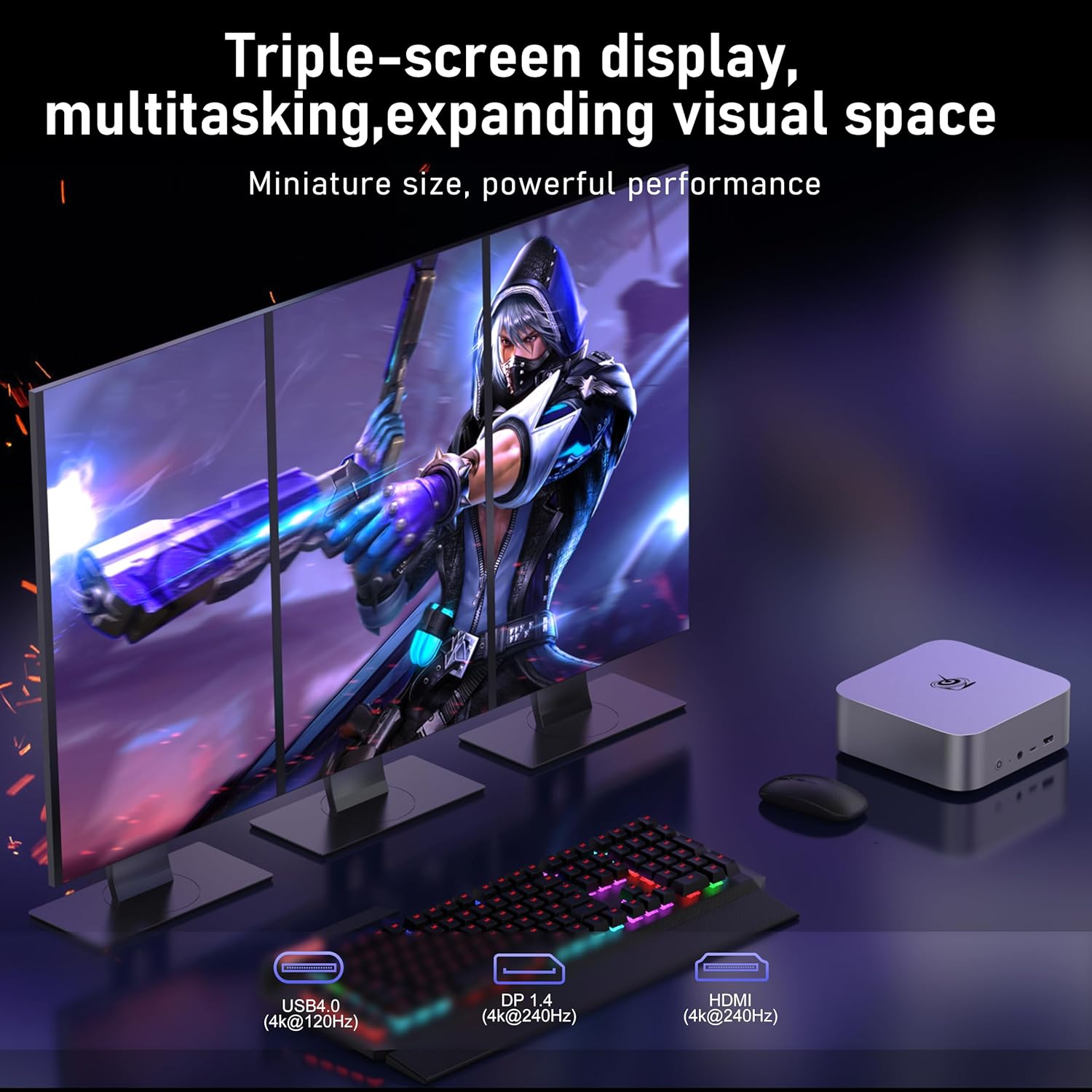 Beelink SER9 MAX Mini PC, AMD Ryzen 7 H255(Up to 4.9GHz), 32GB DDR5 1TB PCle4.0 SSD, AMD Radeon 780M Graphics/4k 240Hz Triple Display/10Gbps LAN/USB4.0, Home/Office Mini Computer