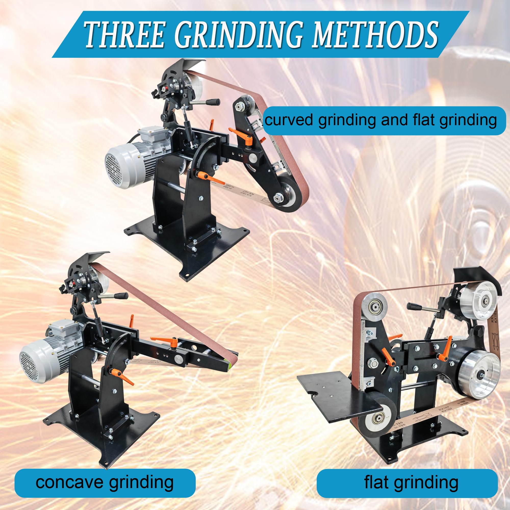 HQHAOTWU Belt Grinder with 2 Grinding Wheels 71x2inch Belt Sander for Knife Polishing&Making, Three Grinding Methods Knife Sharpener with VFD 220V