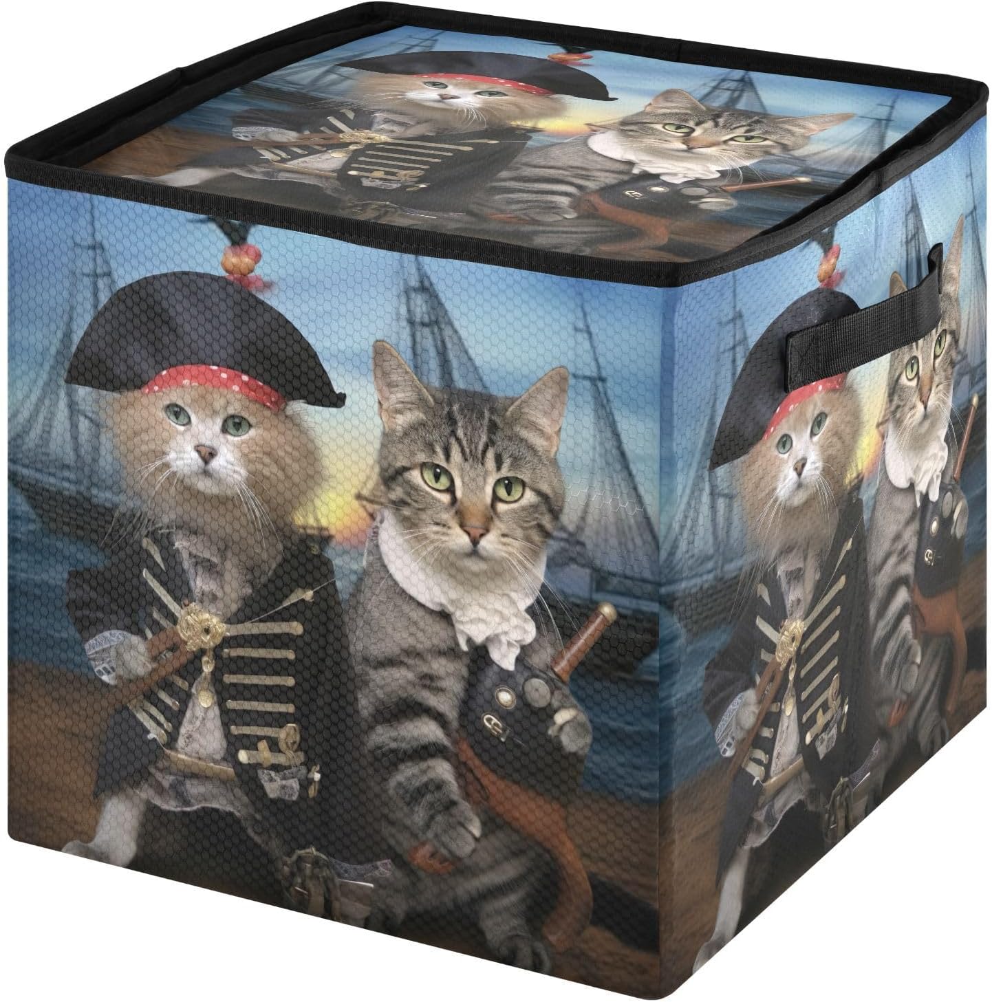 Piracy Cat 13 Inch Christmas Ornament Storage Box with Lid - Holiday Decor Storage Containers, Stores 64 Ornaments, 3 Inch Cube Compartments