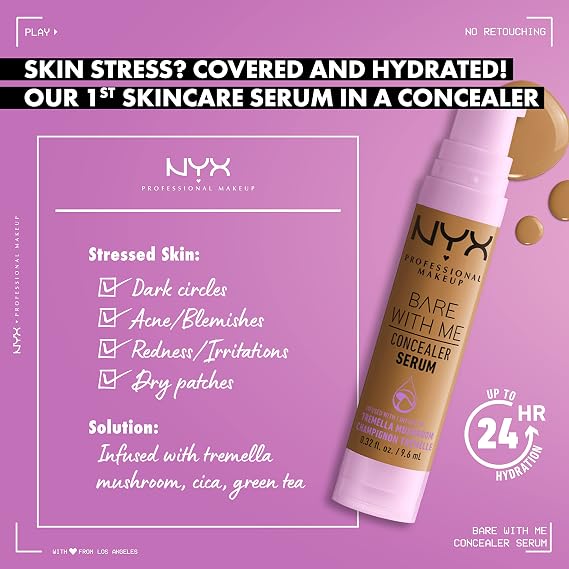 NYX PROFESSIONAL MAKEUP Bare With Me Kapatıcı Serumu, 24 Saate Kadar Hidrasyon - Fuar