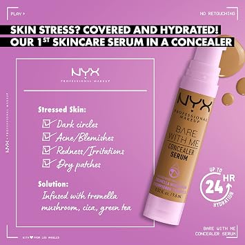 NYX PROFESSIONAL MAKEUP Bare With Me Kapatıcı Serumu, 24 Saate Kadar Hidrasyon - Fuar