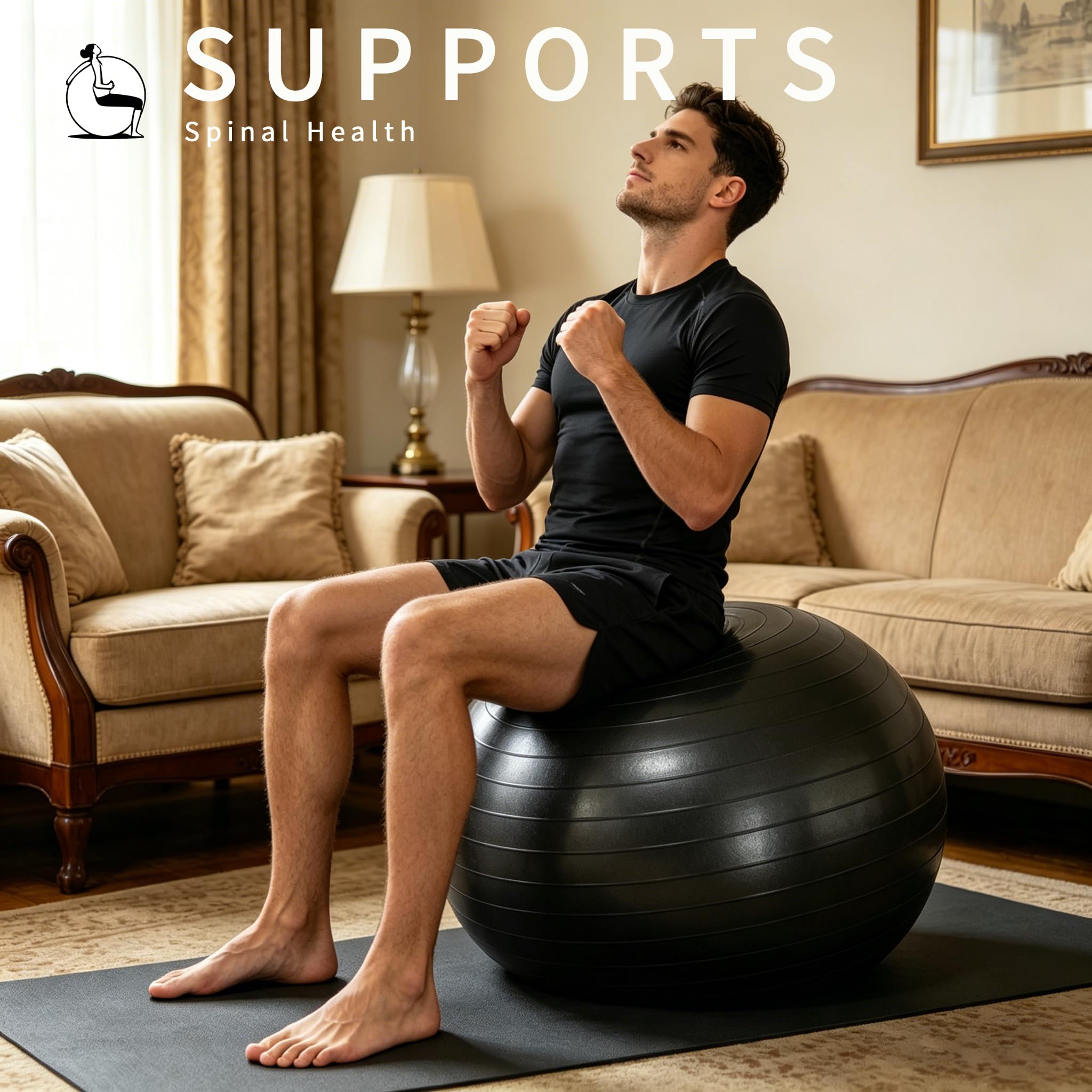 Palla da yoga anti-scoppio da 65 cm/75 cm, con pompa, antiscivolo, per allenamento di base, fisioterapia, sedia da ufficio e gravidanza, attrezzatura per palestra a casa