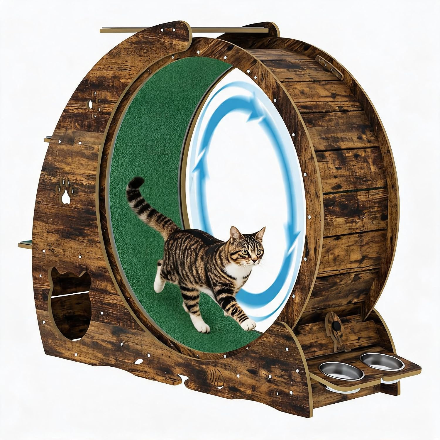 Garvee Cat Wheel for Indoor Cats 6-in-1, Cat Treadmill with Bowls