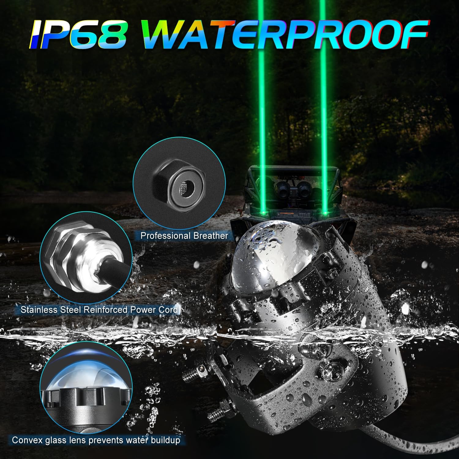 Whipless LED Whip Lights for Side by Side, Niwaker RGB LED Whip Light Kits with Switch & RF Remote LED Antenna Whipless RGB Whips Lights for UTV ATV RZR Truck Off Road Polaris Can Am Golf Cart Boat