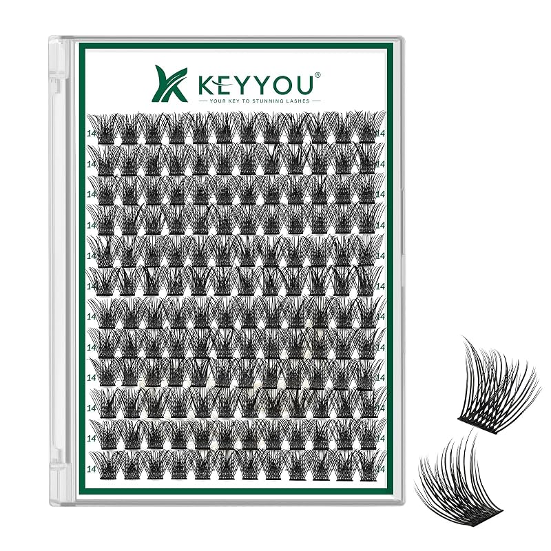 Cílios Postiços Individuais KEYYOU Lash Clusters Air Touch D Curl Wispy 14 mm